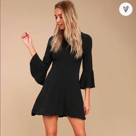 Lulus Dresses & Skirts - Lulus Center of Attention Black Flounce Sleeve Dress